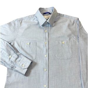 Teddy Stratford Zip‎ Button Up Shirt Men’s Size 2 Medium Blue
